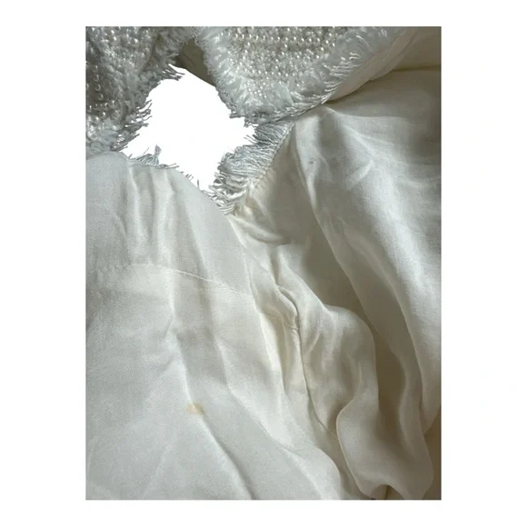 BHLDN Anthropologie Sleeveless Tweed Dress Pearl Embellished Fringed Trim NWOT - Picture 11 of 11